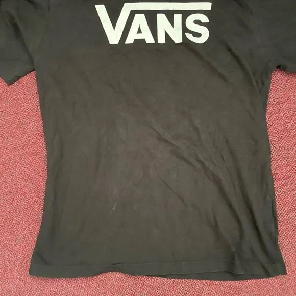 Vintage Vans White Logo Black Short Sleeved Graphic T-Shirt Size Mens XS - Picture 2 of 5